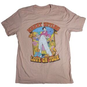 Harry Styles Love On Tour Graphic T-Shirt Pink Short Sleeve‎ Size Large